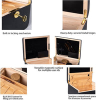 Wooden Storage Chest With Movable Tray Wood Lockable Stash Box Rolling Tray Gift