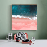 80cmx80cm Pink Sea Wood Frame Canvas Wall Art