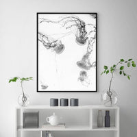 Wall Art 90cmx135cm Jellyfish Black Frame Canvas