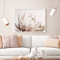 60cmx90cm Pure Protea II White Frame Canvas Wall Art