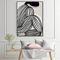 Wall Art 90cmx135cm Mid Century Figure Black Frame Canvas