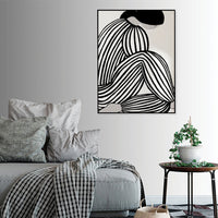 70cmx100cm Mid Century Figure Black Frame Canvas Wall Art