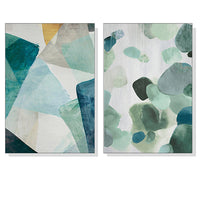 50cmx70cm Green Marble 2 Sets White Frame Canvas Wall Art