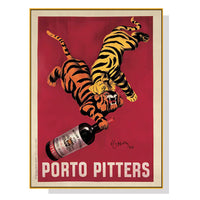 Wall Art 90cmx135cm Porto Pitters Vintage Gold Frame Canvas