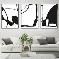 50cmx70cm Black and White 3 Sets Black Frame Canvas Wall Art