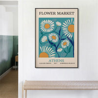 Wall Art 100cmx150cm Flower Market Athens Black Frame Canvas