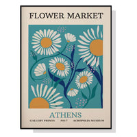 60cmx90cm Flower Market Athens Black Frame Canvas Wall Art