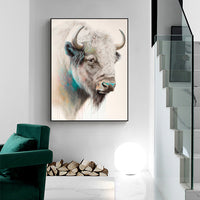 80cmx120cm Great White Buffalo Black Frame Canvas Wall Art