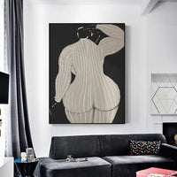 Wall Art 100cmx150cm Mid Century Lady Black Frame Canvas