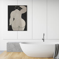 60cmx90cm Mid Century Lady Black Frame Canvas Wall Art