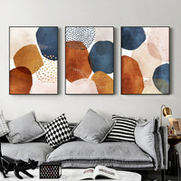 40cmx60cm Navy Pink Beige 3 Sets Black Frame Canvas Wall Art