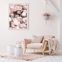 Wall Art 40cmx60cm Peony White Frame Canvas