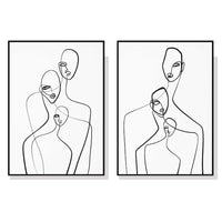 Wall Art 40cmx60cm Abstract Figures 2 Sets Black Frame Canvas