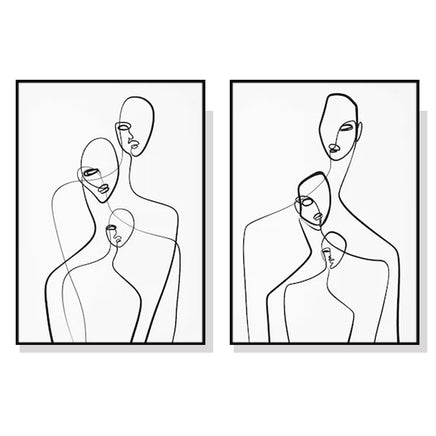 Wall Art 90cmx135cm Abstract Figures 2 Sets Black Frame Canvas