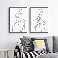 Wall Art 90cmx135cm Abstract Figures 2 Sets Black Frame Canvas