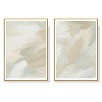 Wall Art 90cmx135cm Beige and Sage Green 2 Sets Gold Frame Canvas