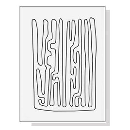 100cmx150cm Black And White Lines White Frame Canvas Wall Art 