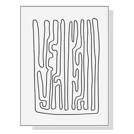 100cmx150cm Black And White Lines White Frame Canvas Wall Art 