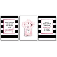 80cmx120cm Fashion Prints 3 Sets Black Frame Canvas Wall Art 