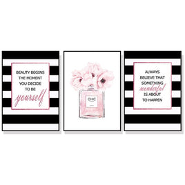 80cmx120cm Fashion Prints 3 Sets Black Frame Canvas Wall Art 