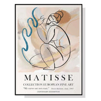 90cmx135cm Matisse Nude Line Black Frame Canvas Wall Art 
