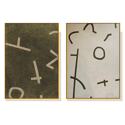 100cmx150cm Neutral Composition 2 Sets Gold Frame Canvas Wall Art 
