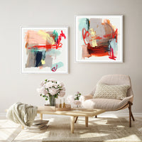 100cmx100cm Abstract Colourful Garden 2 Sets White Frame Canvas Wall Art
