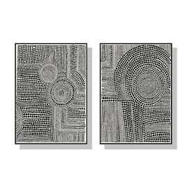 100cmx135cm Clustered Dots 2 Sets Black Frame Canvas Wall Art 