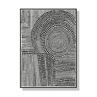 100cmx150cm Clustered Dots B Black Frame Canvas Wall Art