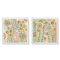 90cmx90cm Lovely Pattern 2 Sets White Frame Canvas Wall Art 