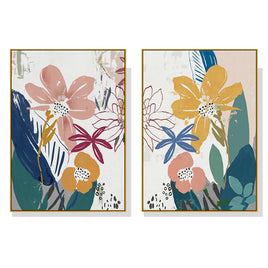 100cmx150cm Summer Smile 2 Sets Gold Frame Canvas Wall Art 