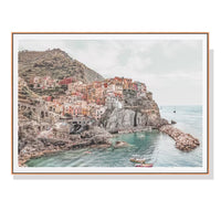 40cmx60cm Italy Cinque Terre Wood Frame Canvas Wall Art 