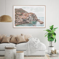 40cmx60cm Italy Cinque Terre Wood Frame Canvas Wall Art