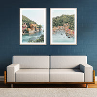 80cmx120cm Italy Coast 2 Sets Wood Frame Canvas Wall Art