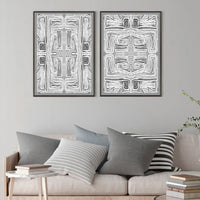 40cmx60cm Black White Pattern 2 Sets Black Frame Canvas Wall Art