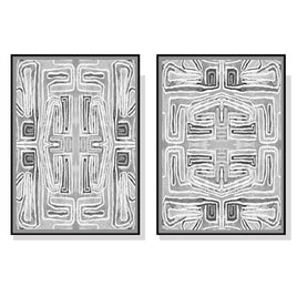 100cmx150cm Black White Pattern 2 Sets Black Frame Canvas Wall Art 