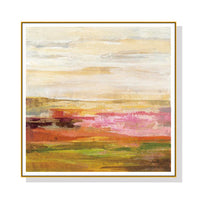 80cmx80cm Blooming Field Gold Frame Canvas Wall Art