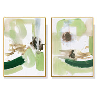 40cmx60cm Abstract Green Mint 2 Sets Gold Frame Canvas Wall Art