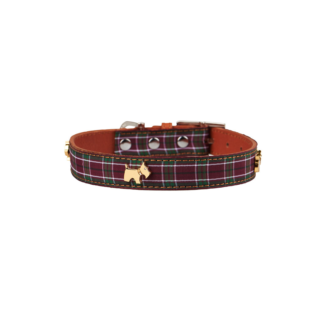 Highland Purple Tartan Dog Collar Medium