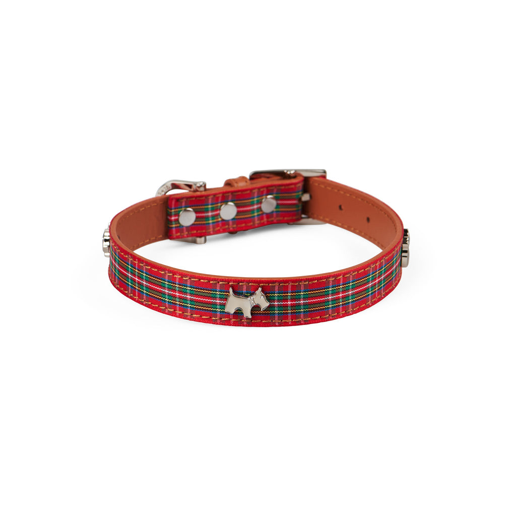 Highland Red Tartan Dog Collar Small
