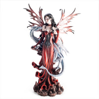 Large Red Fairy Figurine With Dragon