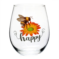 Bee Happy Stemless Glass