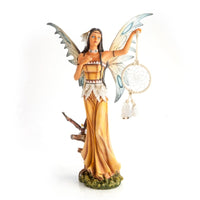 Fairy with Dreamcatcher and Owl Companion Figurine