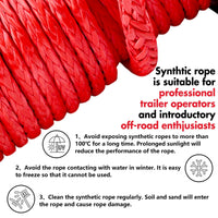 X-BULL 4WD Electric Winch 14500LBS 12V synthetic rope with 2 Pairs Recovery Tracks Gen2.0 Red