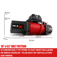 X-BULL 4x4 Electric Winch 12V 14500LBS synthetic rope with winch mounting plate