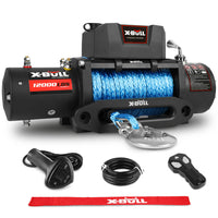 X-BULL 12000LBS Electric Winch 12V 4x4 synthetic rope 4WD Car with winch mounting plate