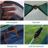 Instant Pop Up Tent For Hiking 2/3/4 Person Camping Tents, Waterproof Windproof Family Tent With Top Rainfly, Easy Set Up, Portable With Carry Bag, With UV Protection  / GREEN-ORANGE