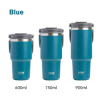 900ML Blue Stainless Steel Travel Mug with Leak-proof 2-in-1 Straw and Sip Lid, Vacuum Insulated Coffee Mug for Car, Office, Perfect Gifts, Keeps Liquids Hot or Cold