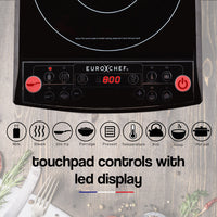 EuroChef Electric Induction Portable Cooktop Ceramic Hot Plate Kitchen Cooker 10AMP