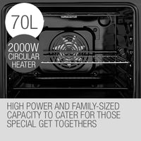 EuroChef 60cm Stainless Built-in 70L Grill 8 Function Fan Forced Electric Wall Oven